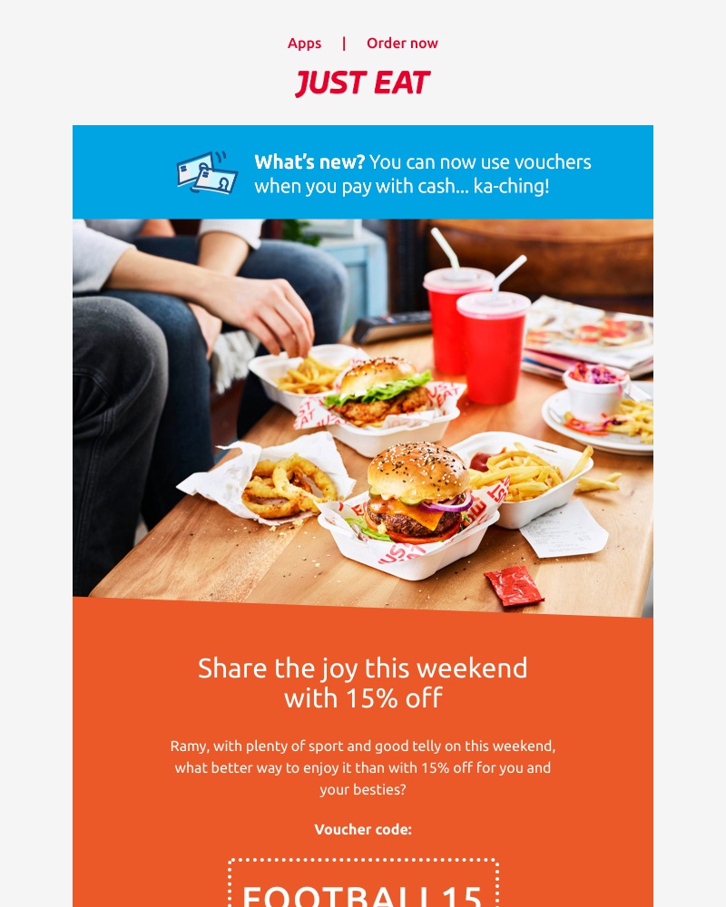Just Eat - Ramy, share the love with 15% off