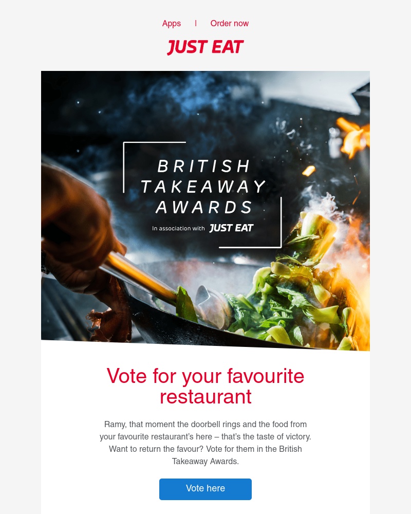 Just Eat - Ramy, show your support for your favourite takeaway