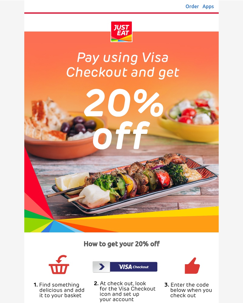 Just Eat - Ramy, Visa Checkout  have a 20% voucher for you
