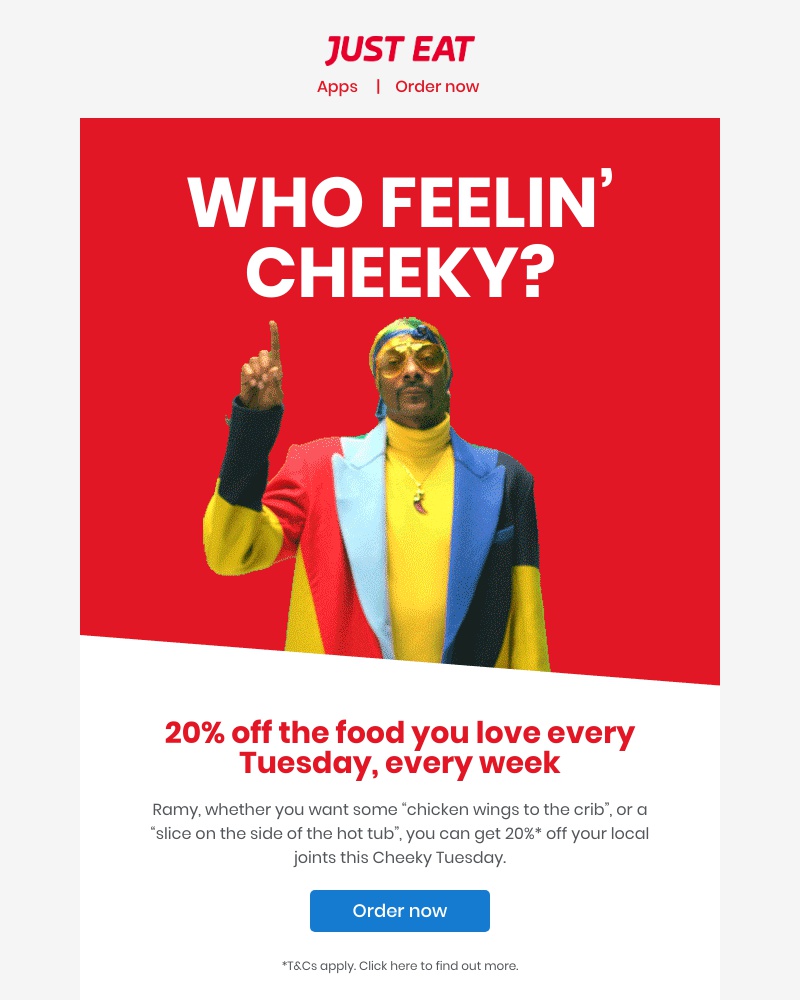 Just Eat - Ramy, we’re going in with 20% off 🤩 