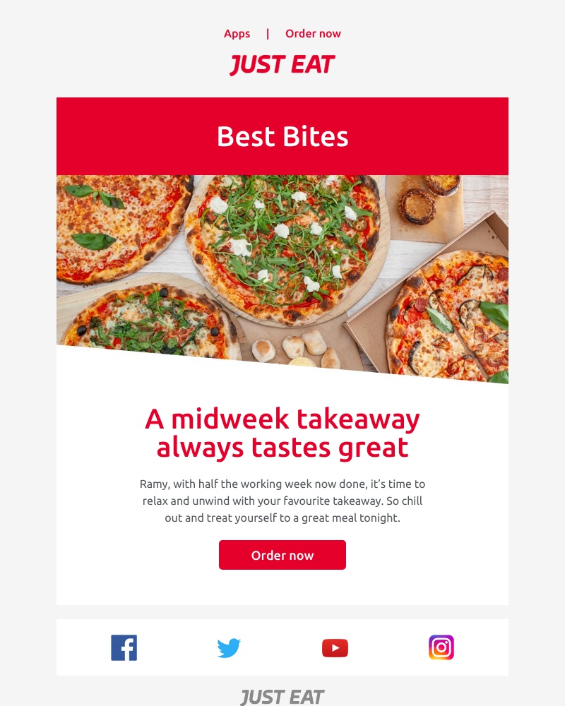 Just Eat - Ramy, you’re over the hump – so it’s tasty treat time