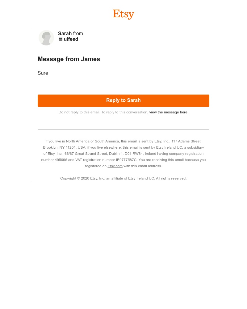 Etsy - Re: Etsy Conversation with Sarah from uifeed about Order #1666748268