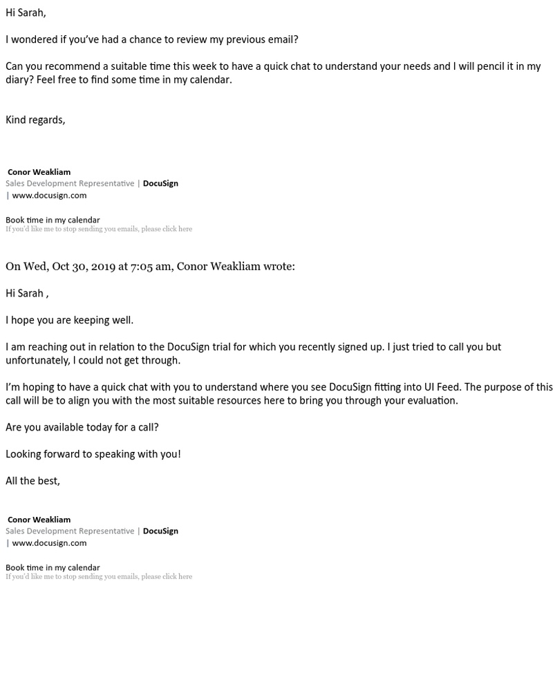 DocuSign - Re: Missed Call