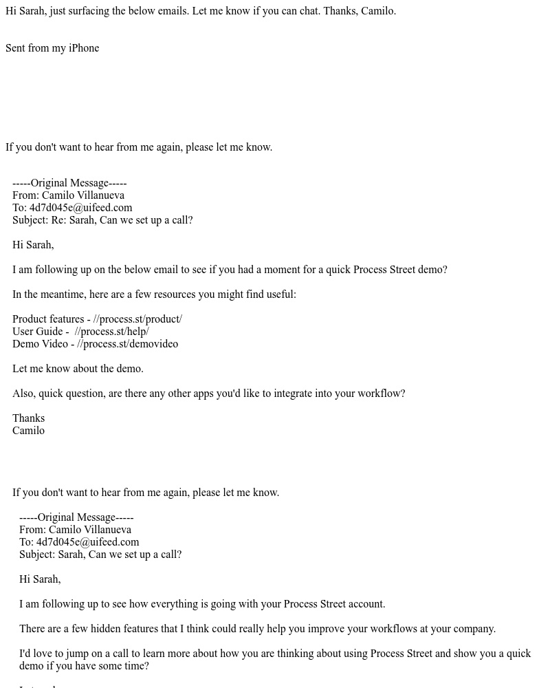 Process Street - Re: Sarah, Can we set up a call?