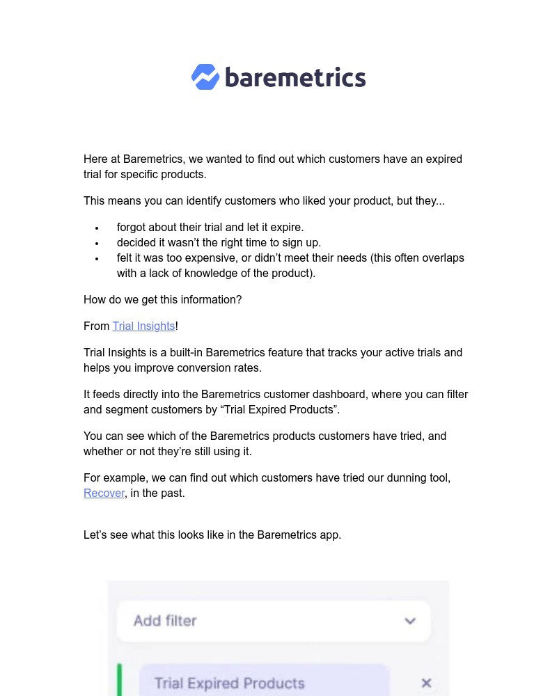 Baremetrics - Real Data Weekly #7: Baremetrics had 112 expired trial users. How we found & re-engaged them
