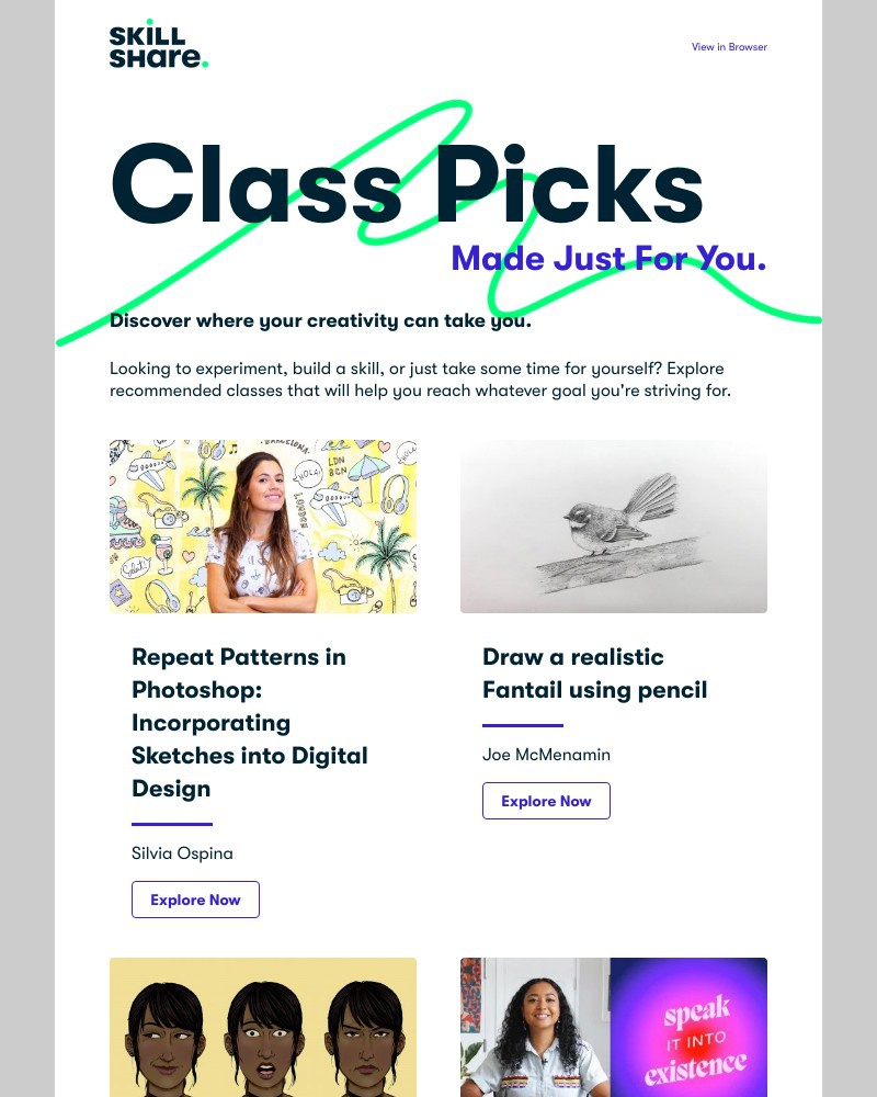 Skillshare - Recommended Classes for Sarah