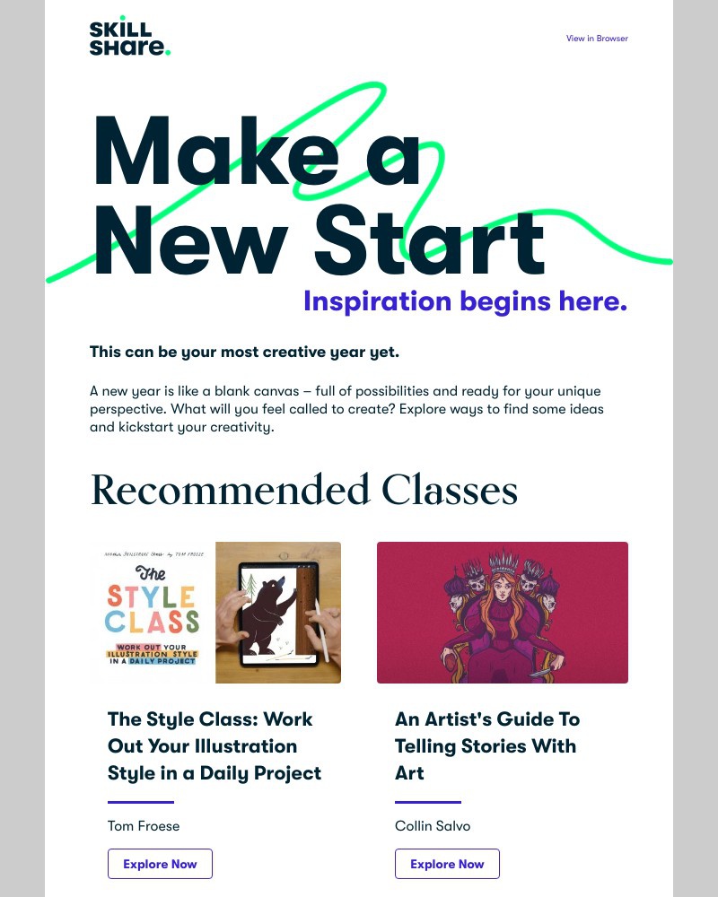 Skillshare - Recommended Classes to Start 2021 Off Right