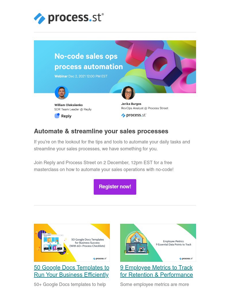 Process Street - Register for our free sales ops masterclass! ​🧠