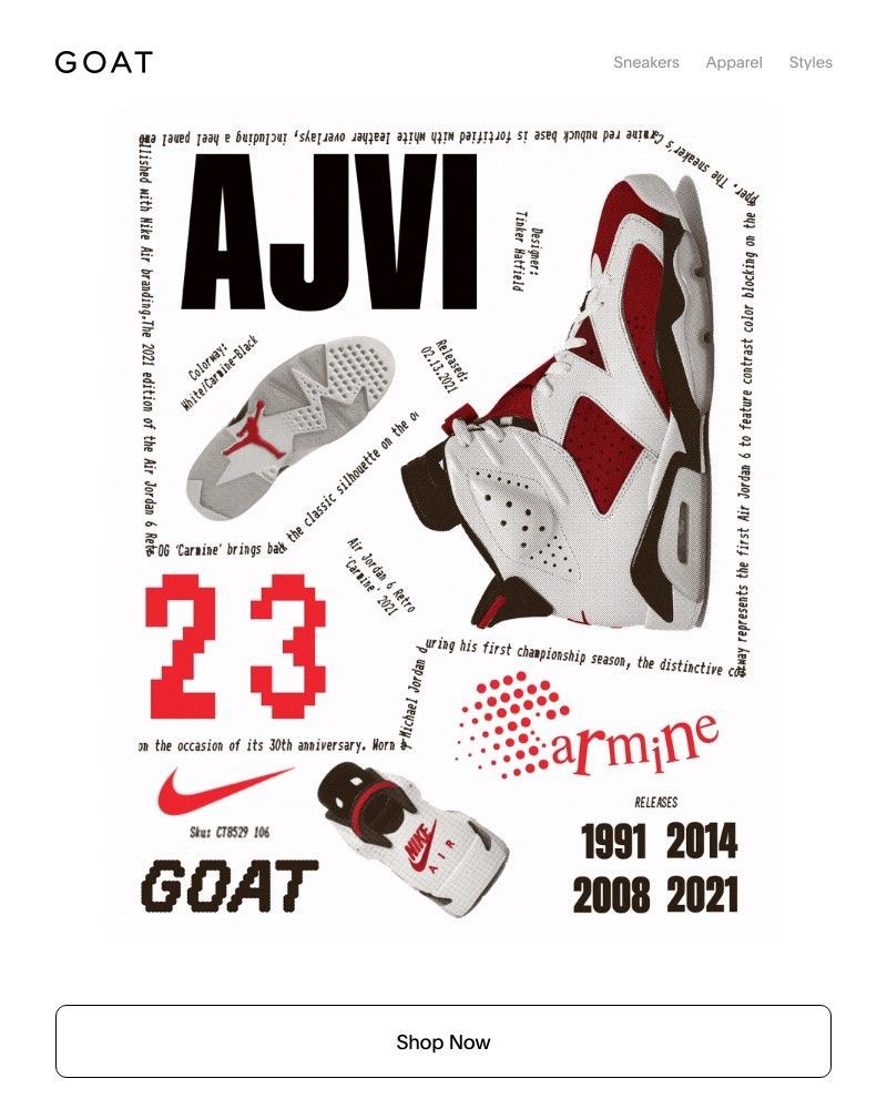 Goat - Reintroducing the Air Jordan 6 ‘Carmine’
