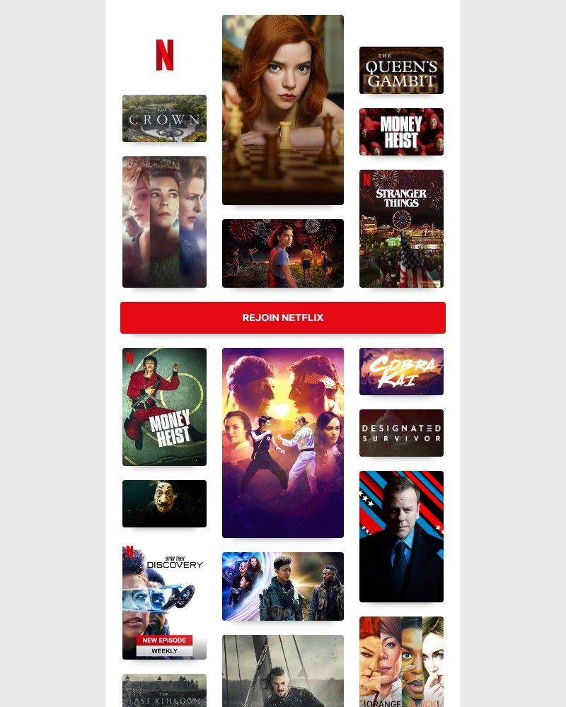 Netflix - Remember us? Come back to watch old favourites and brand new programmes.