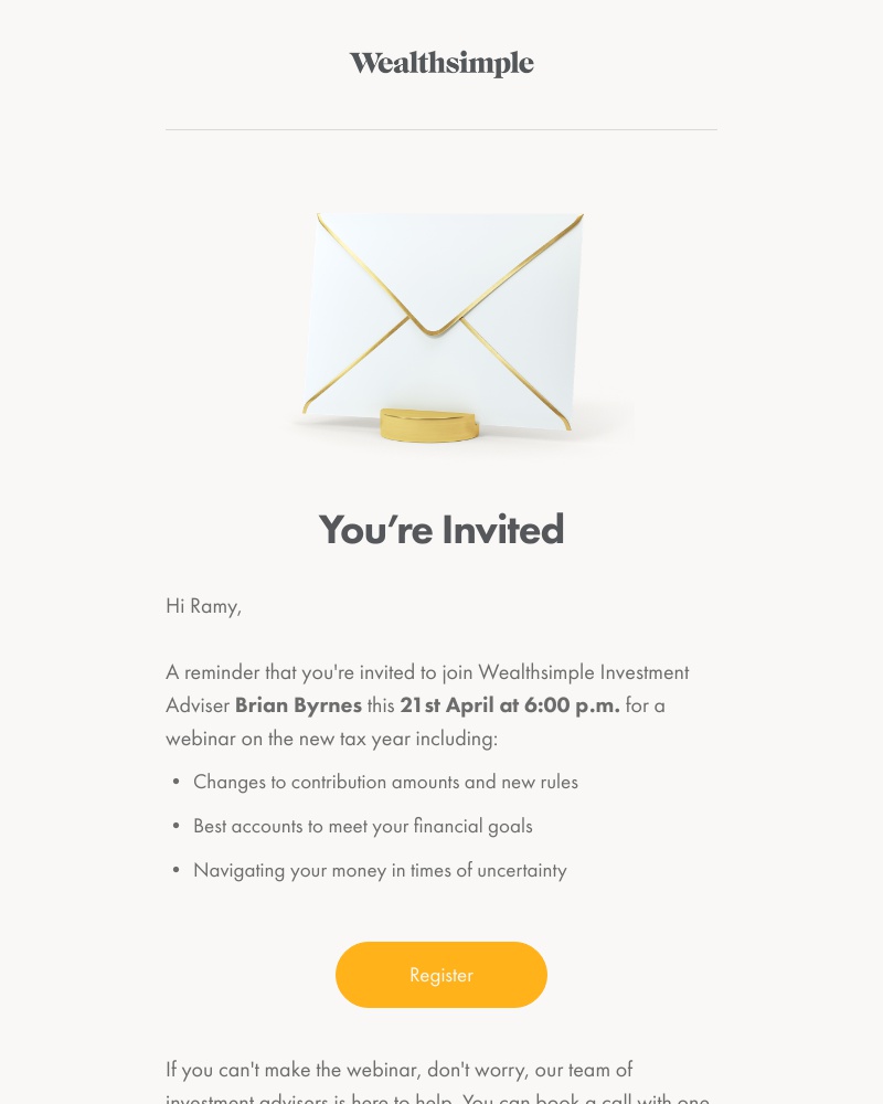 Wealthsimple - Reminder: New Tax Year Webinar