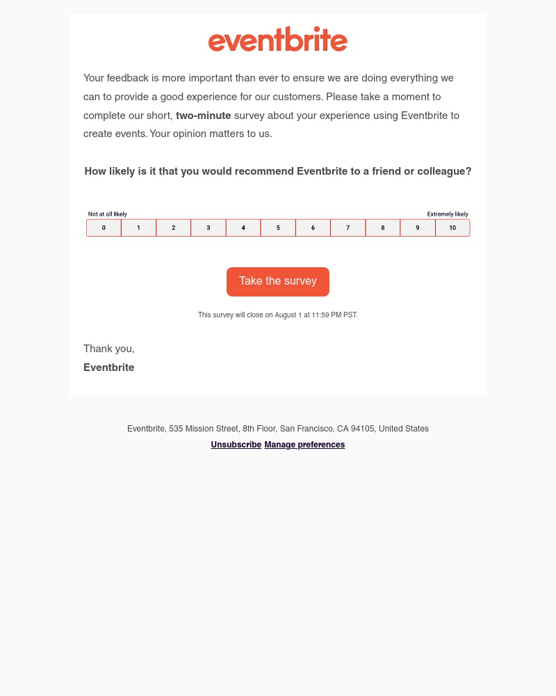 Eventbrite - Reminder: Please share your feedback