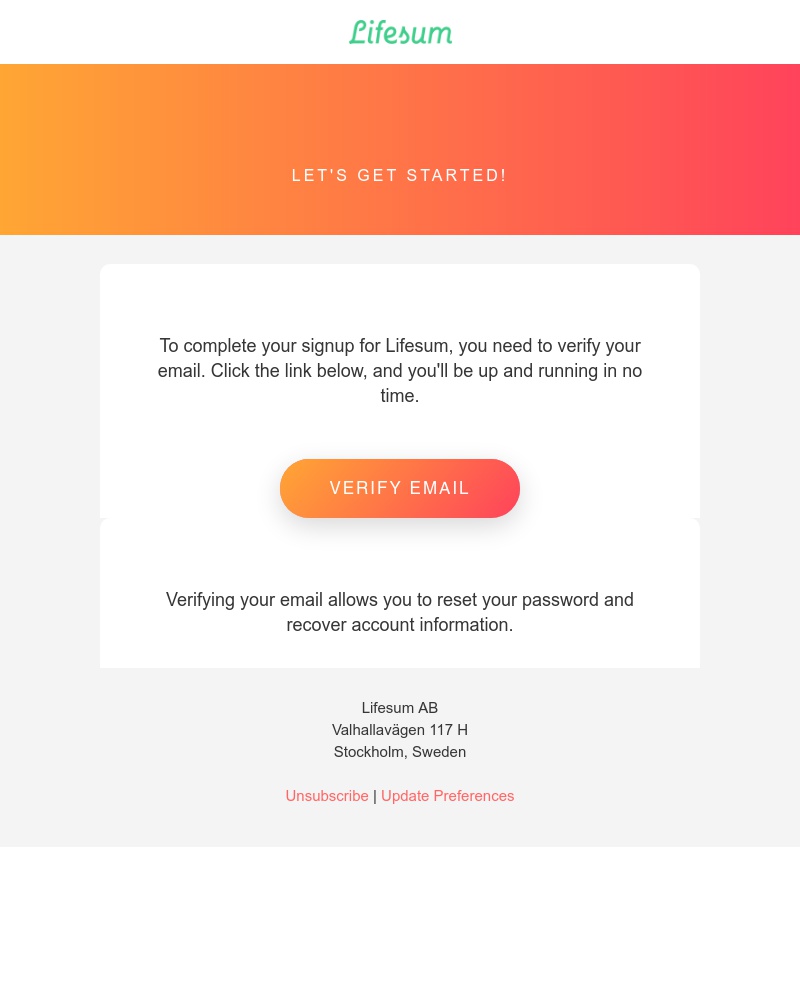 Lifesum - Reminder: Verify your email to secure your account