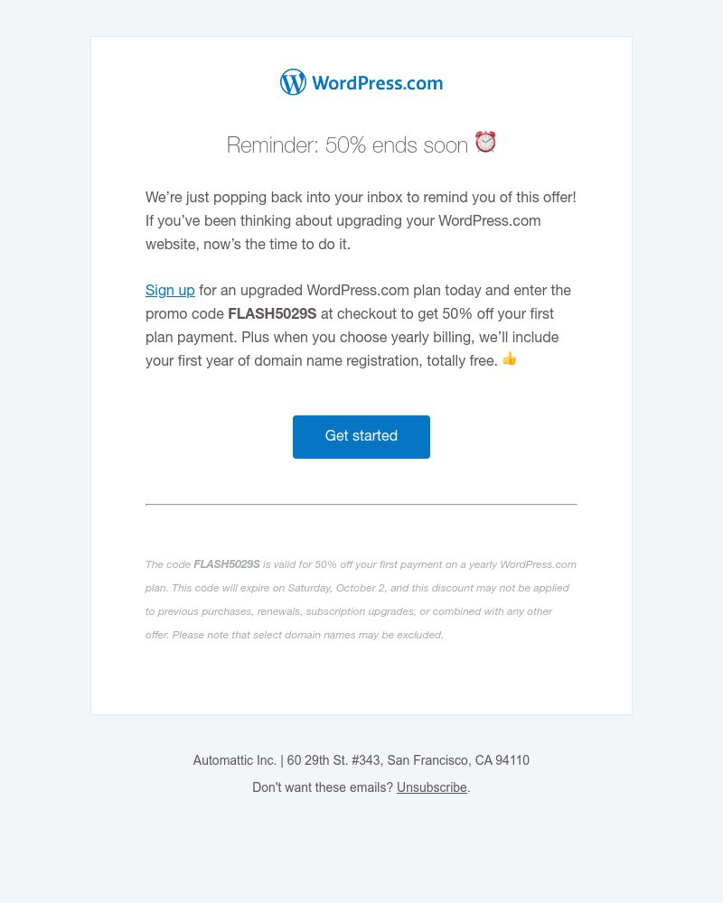 WordPress - Reminder: your free domain name
