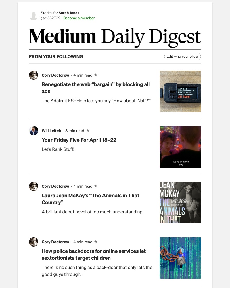 Medium - Renegotiate the web “bargain” by blocking all ads | Cory Doctorow