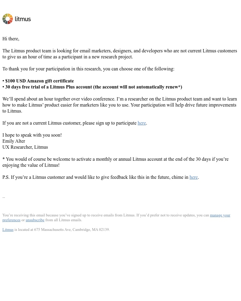 Litmus - Research opportunity: Calling all email marketers and creators!