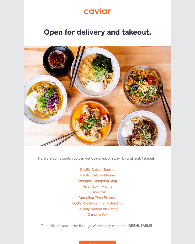  - Restaurants you can get delivered (or grab takeout)