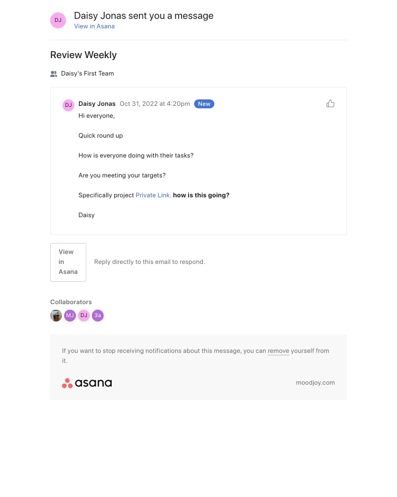 Asana - Review Weekly  [Daisy's First Team]