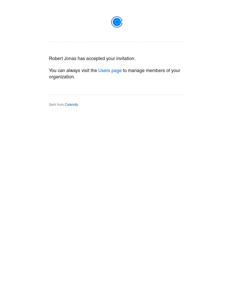 Calendly - Robert Jonas has accepted your organization invitation