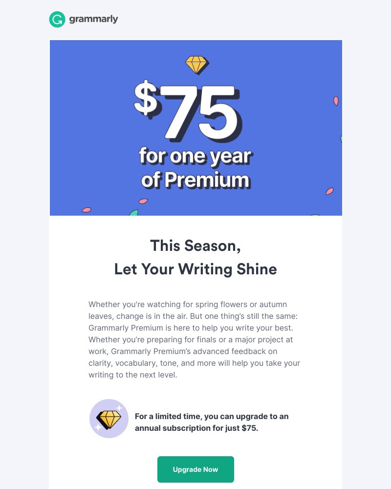 Grammarly - SALE: It’s Grammarly Premium season 🌼 🌿