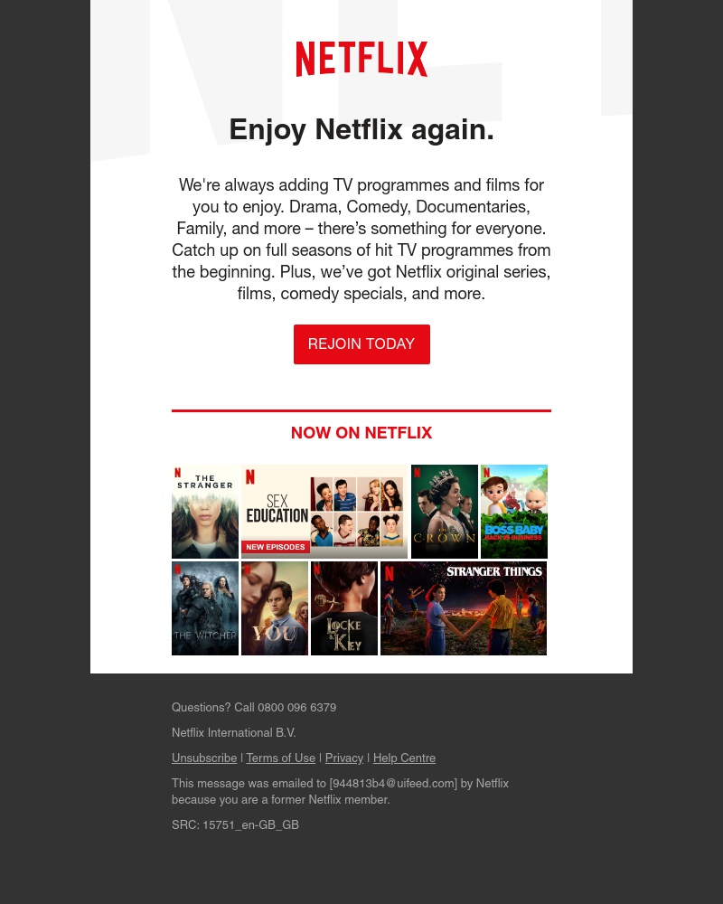 Netflix - Sarah, come back today.
