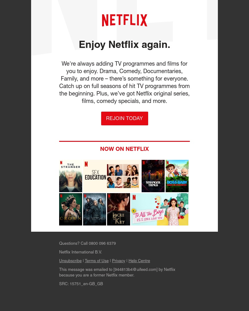 Netflix - Sarah, come back today.