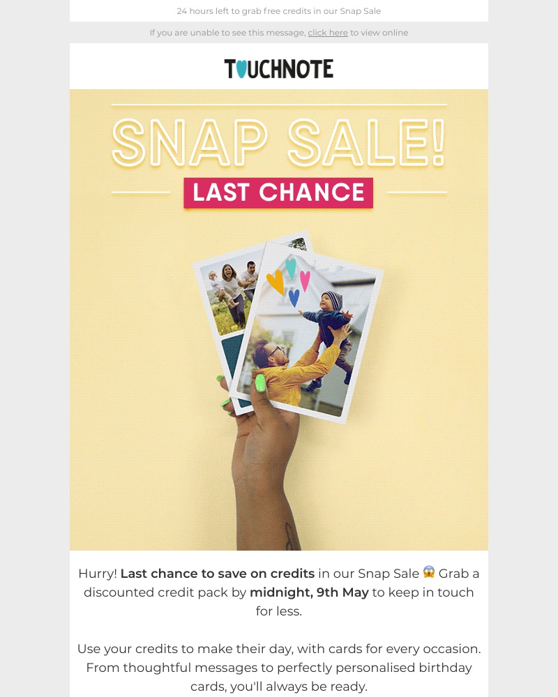 TouchNote - Sarah, don't miss your exclusive credits deal! ⏳