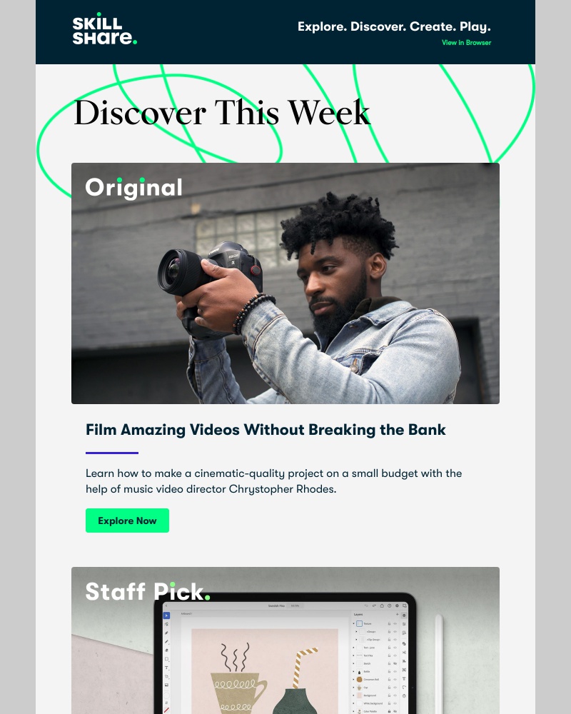 Skillshare - Sarah, explore filming on a budget, vector illustration, and more!