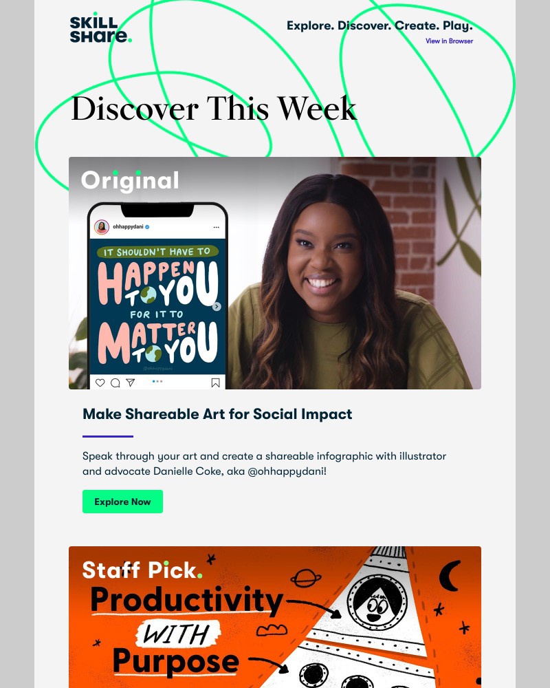 Skillshare - Sarah, explore Instagram artivism, reconnect with your purpose, and more!
