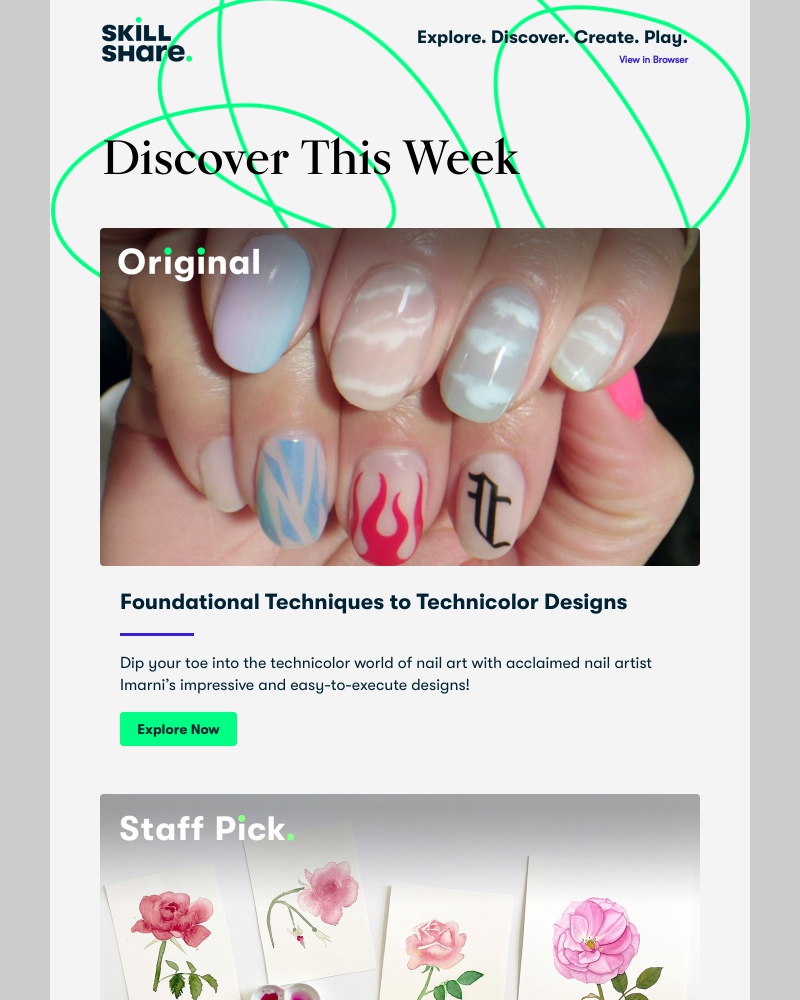 Skillshare - Sarah, explore nail art techniques, watercolors tips, and more!