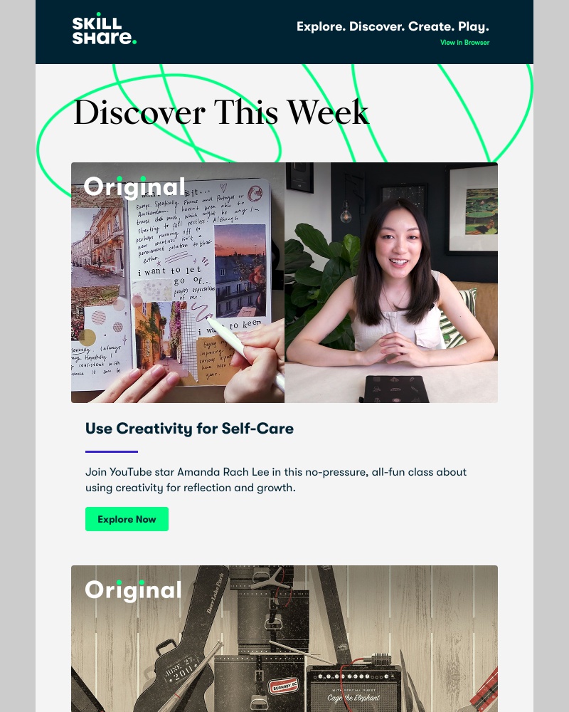 Skillshare - Sarah, explore the art of journaling, poster design, and more!