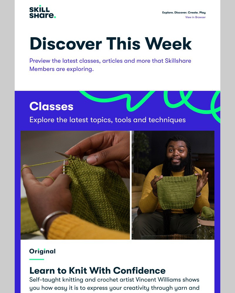 Skillshare - Sarah, Learn to Knit, Create Custom Brushes, and More!