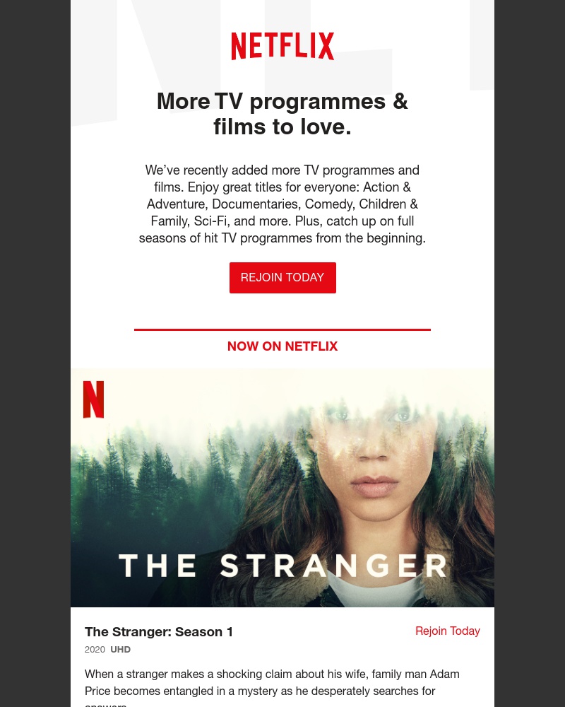 Netflix - Sarah, let’s reunite. Come back for unlimited entertainment.