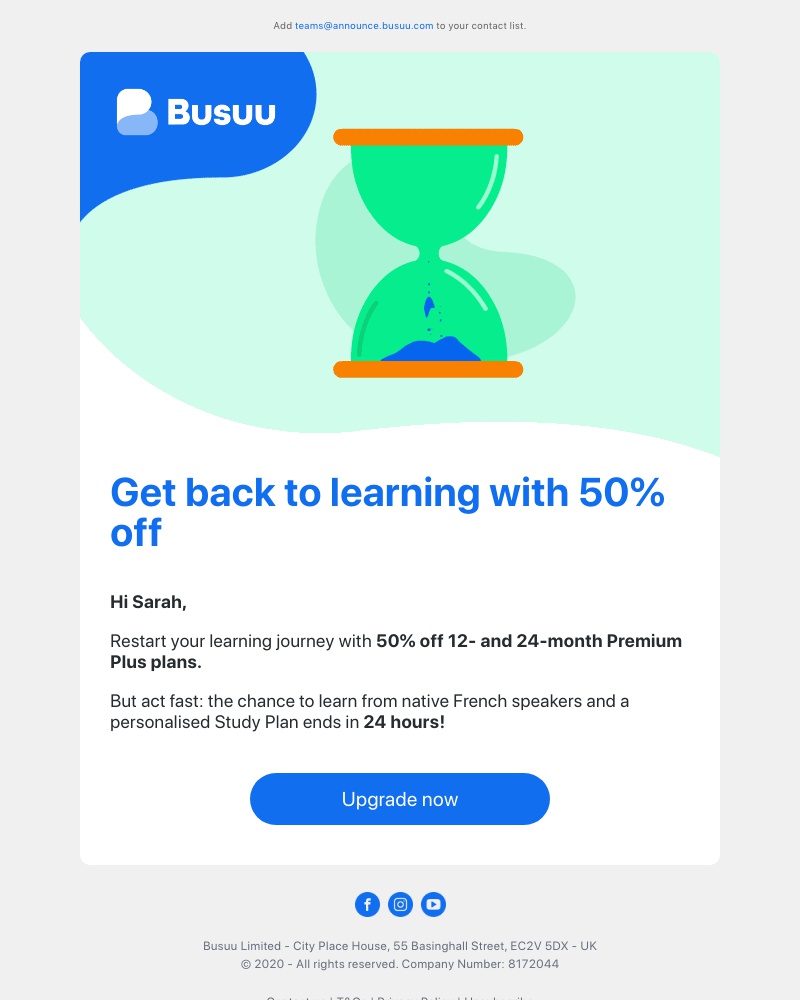 Busuu - 🚀 Sarah, reach your language goals with 50% off 🚀