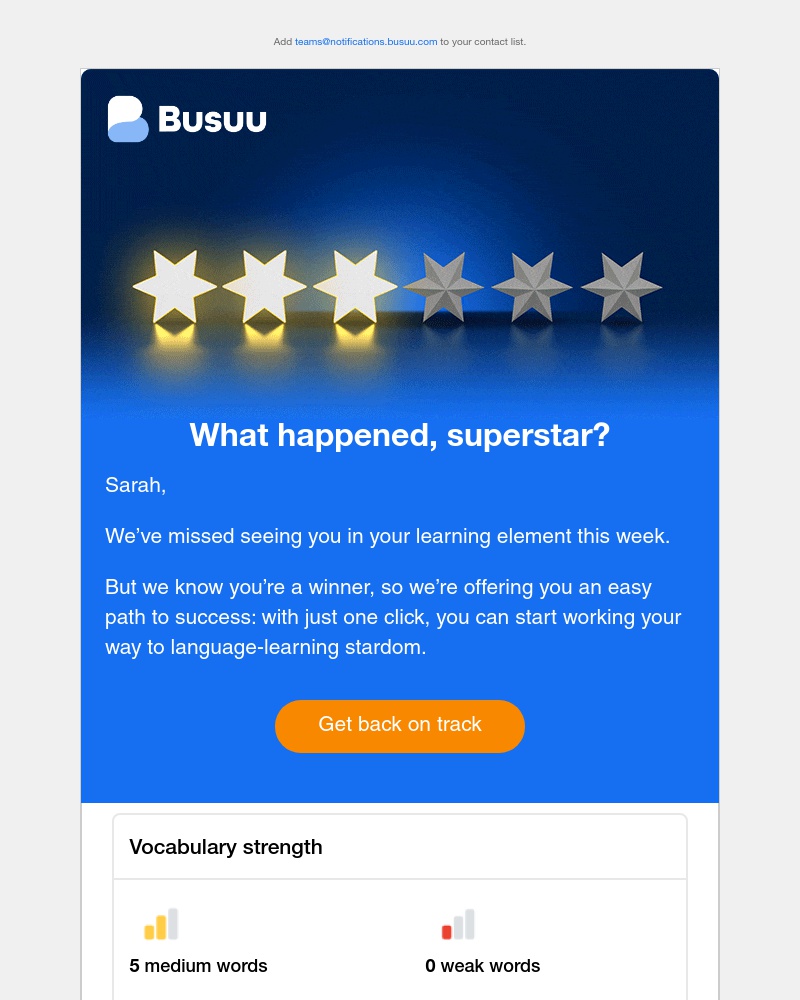 Busuu - Sarah, see how far your French has come...
