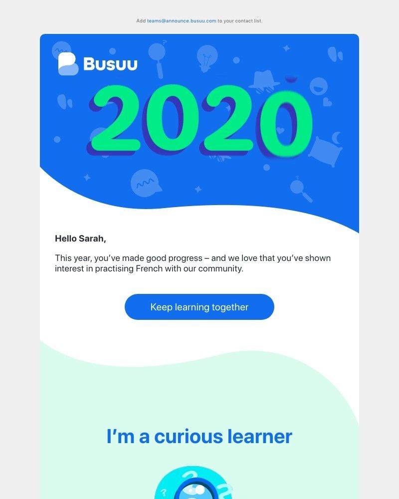 Busuu - Sarah, the results for your 2020 Busuu round-up are in 🤩