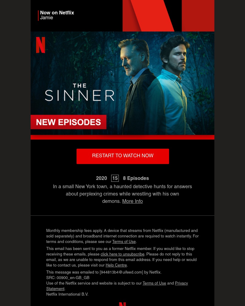 Netflix - Sarah, The Sinner Jamie is now on Netflix