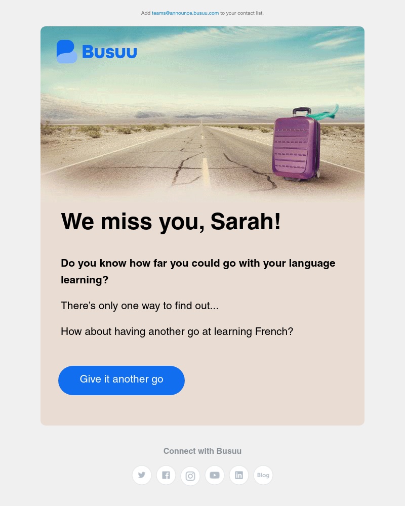 Busuu - Sarah, we miss you already! 😢