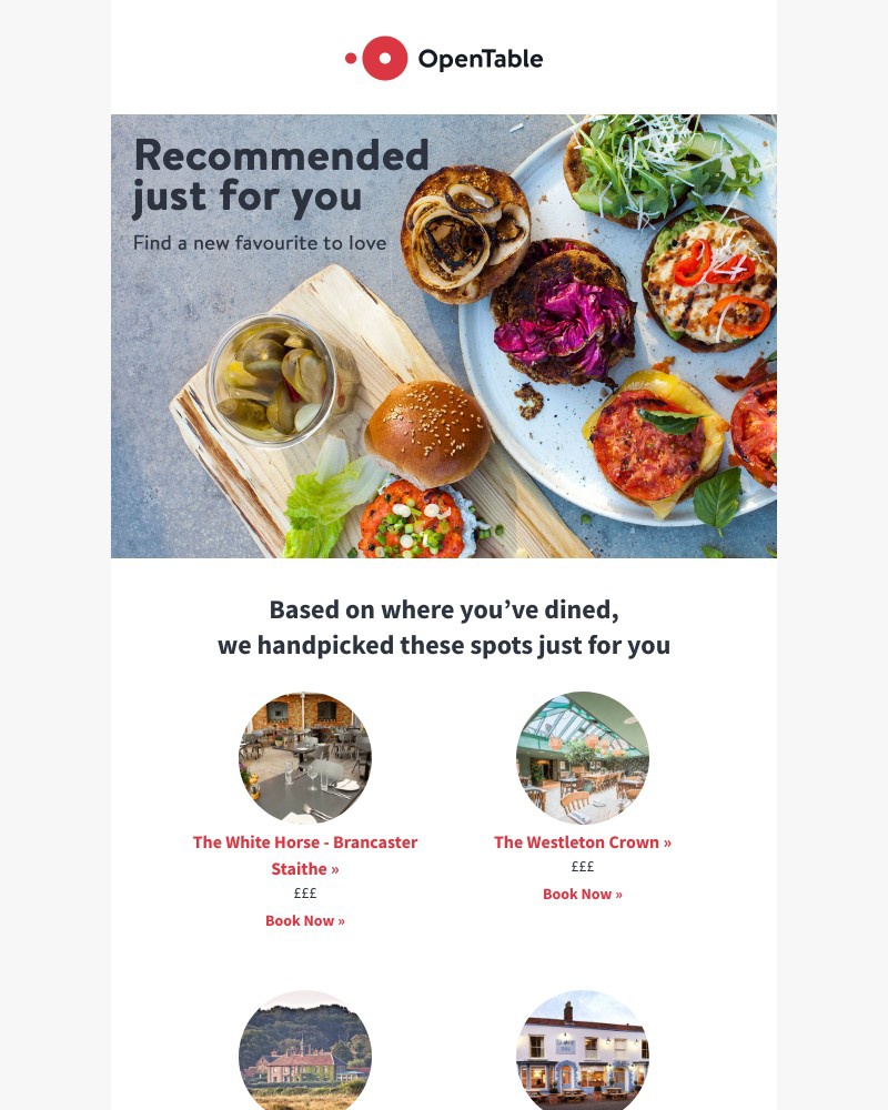 OpenTable - Sarah, we've chosen these spots just for you!