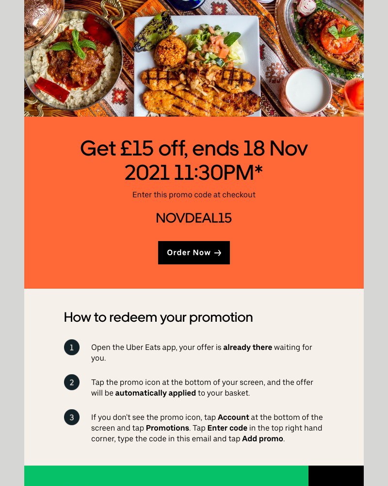 Uber Eats - Sarah, your discount is still available