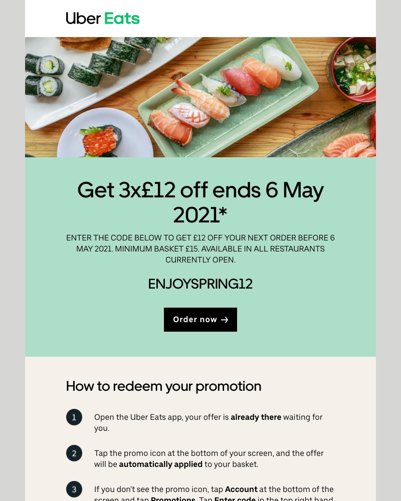 Uber Eats - Sarah, your discount is still available