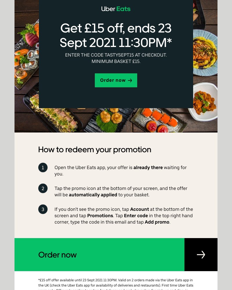Uber Eats - Sarah, your discount is still available