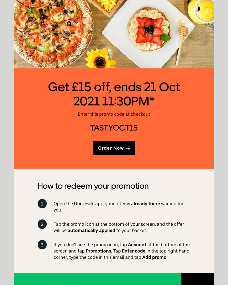 Uber Eats - Sarah, your discount is still available