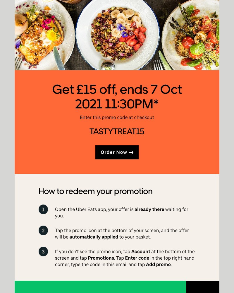 Uber Eats - Sarah, your discount is still available