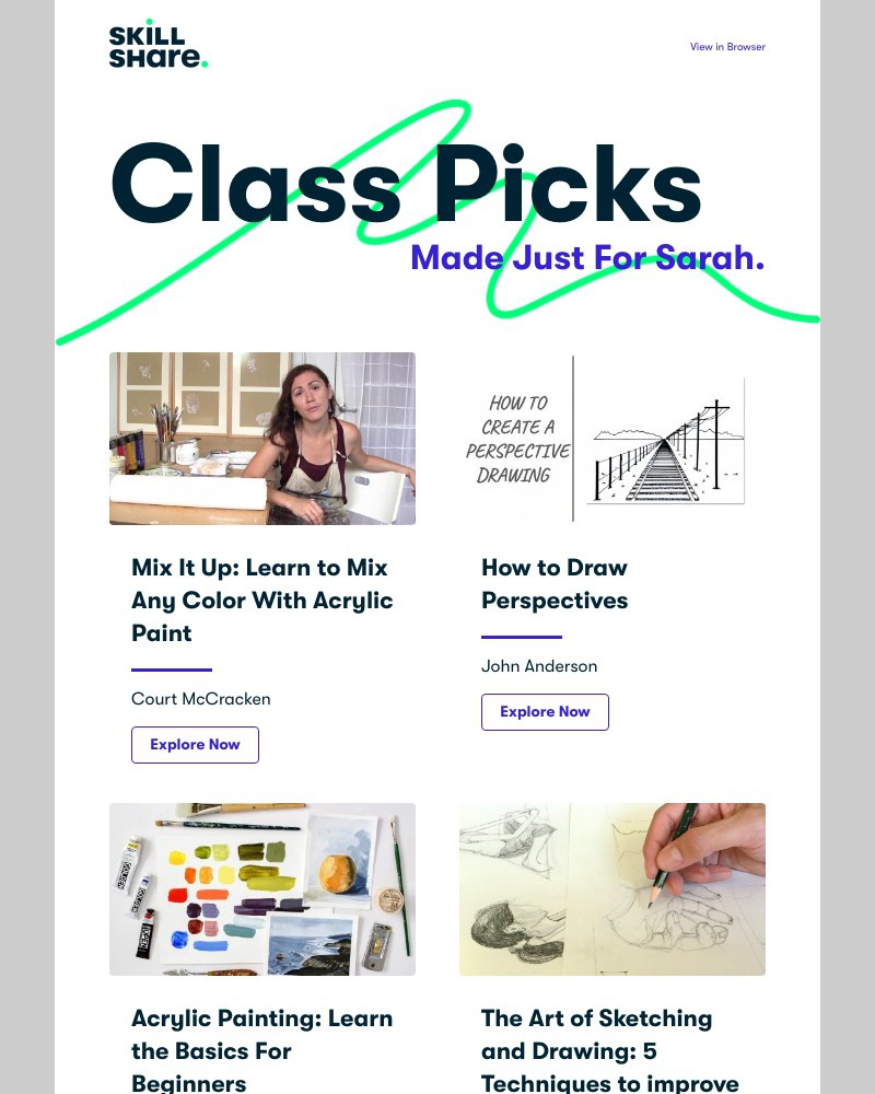 Skillshare - Sarah's Personal Class Recommendations