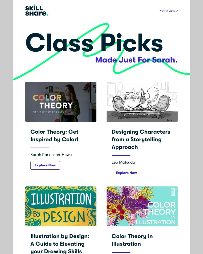 Skillshare - Sarah's Personal Class Recommendations