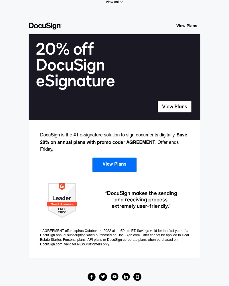 Docusign - Save 20% on the #1 E-Signature Solution