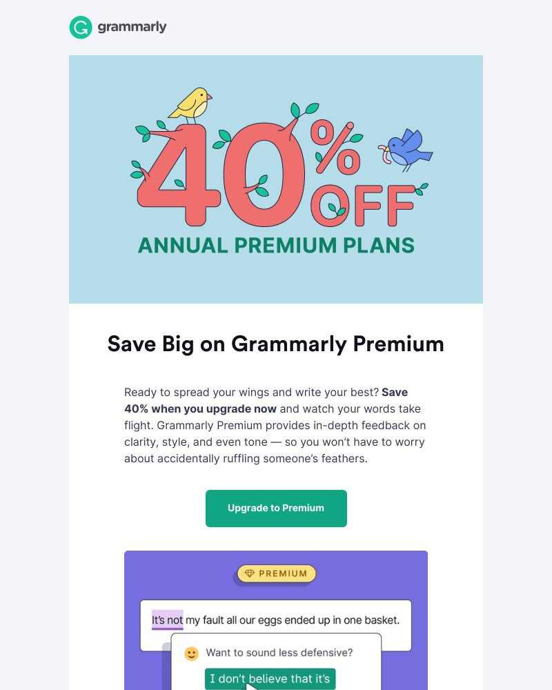 Grammarly - Save 40% on Premium before this deal flies away!
