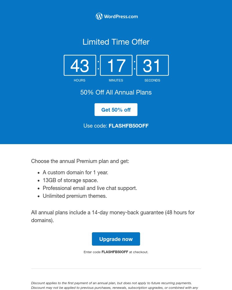 WordPress - Save 50% on any WordPress.com plan - 2 days only!