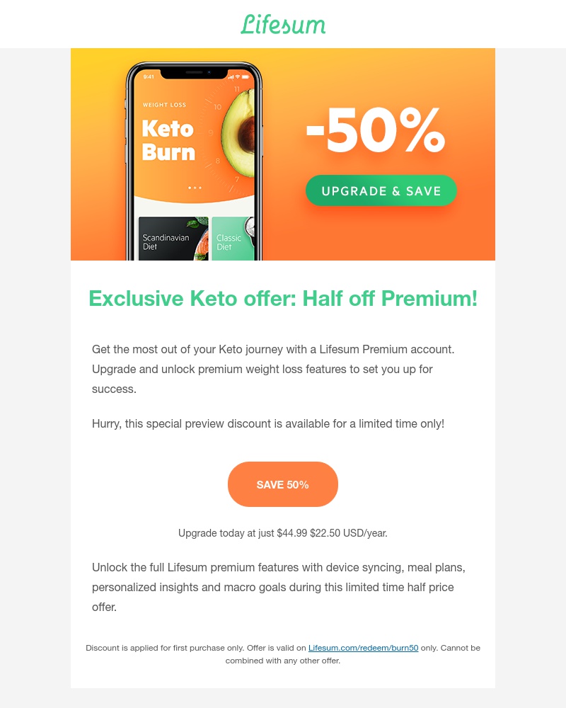 Lifesum - 📣 Save 50% on the Keto Burn Plan